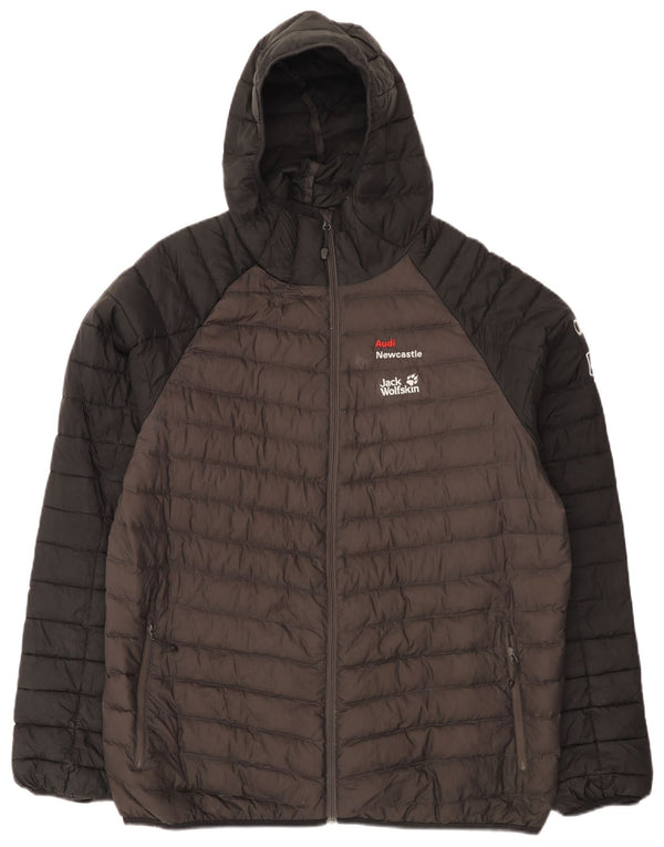 Мужская стеганая куртка с капюшоном Jack Wolfskin UK 44/46 XL, черная с цветными блоками