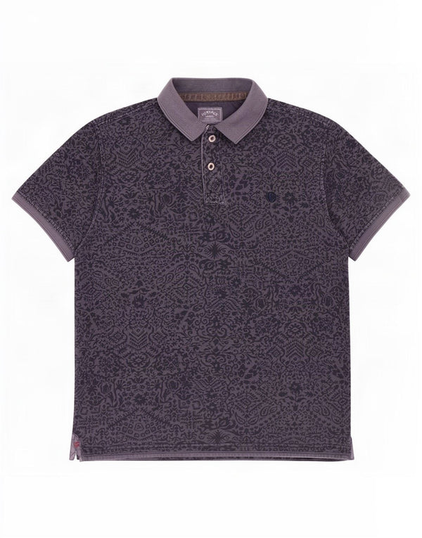 Fat Face Mens Polo Shirt Large Navy Blue Paisley Cotton