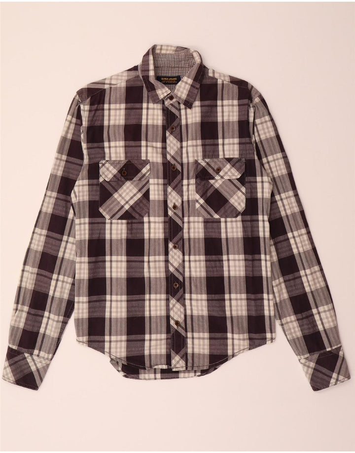 ZARA Mens Shirt Small Grey Check Cotton Vintage Zara and Second-Hand Zara from Messina Hembry 