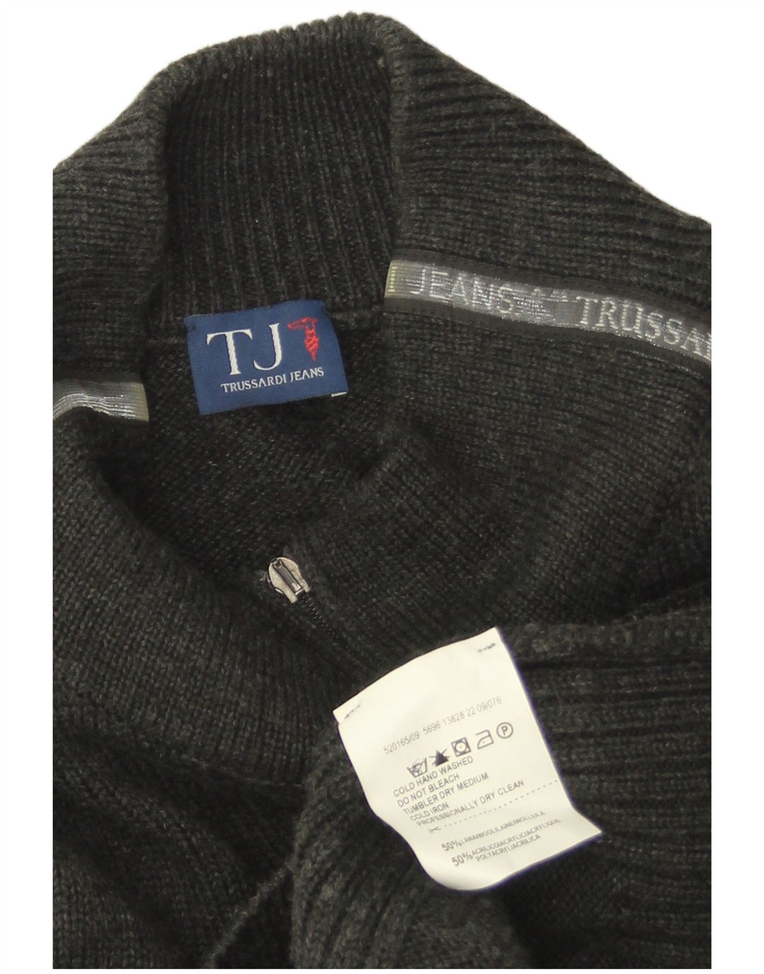 Мужской кардиган Trussardi Jeans, большой серый шерстяной свитер