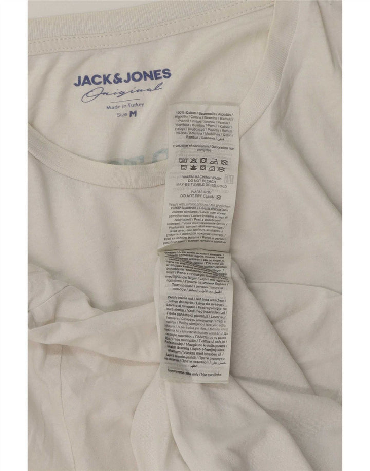 Мужская футболка с рисунком Jack & Jones, топ среднего размера, белый хлопок, хлопок