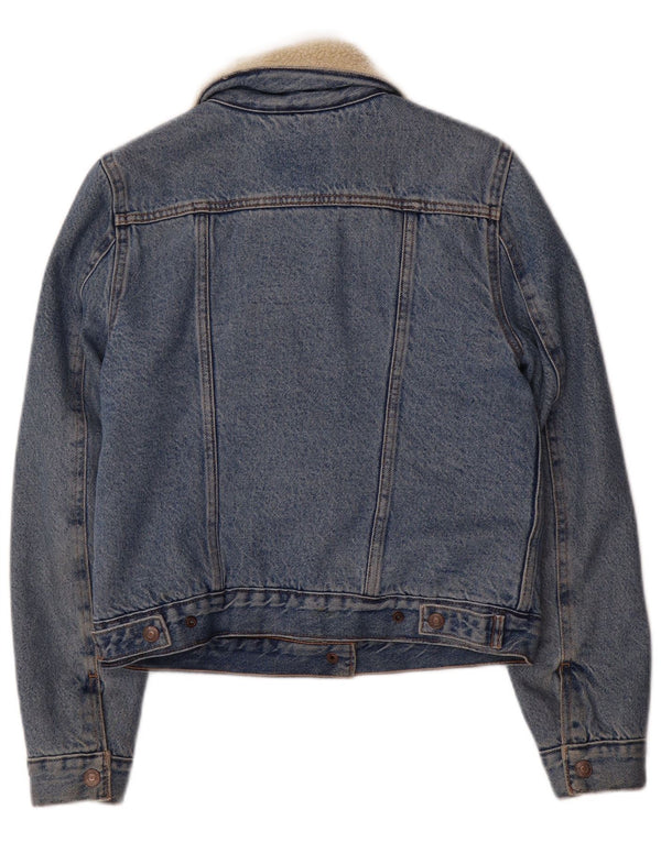 Женская джинсовая куртка из шерпы LEVI'S UK 6 XS, синяя, хлопок