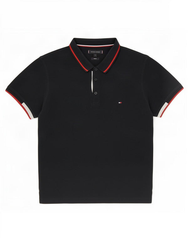 Мужская рубашка-поло приталенного кроя Tommy Hilfiger, темно-синяя, хлопковая