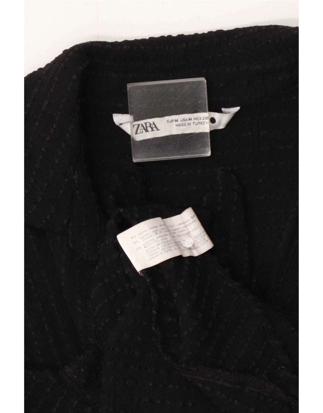 Женская блузка-рубашка с завязками спереди Zara, Великобритания 12, средний черный, вискоза