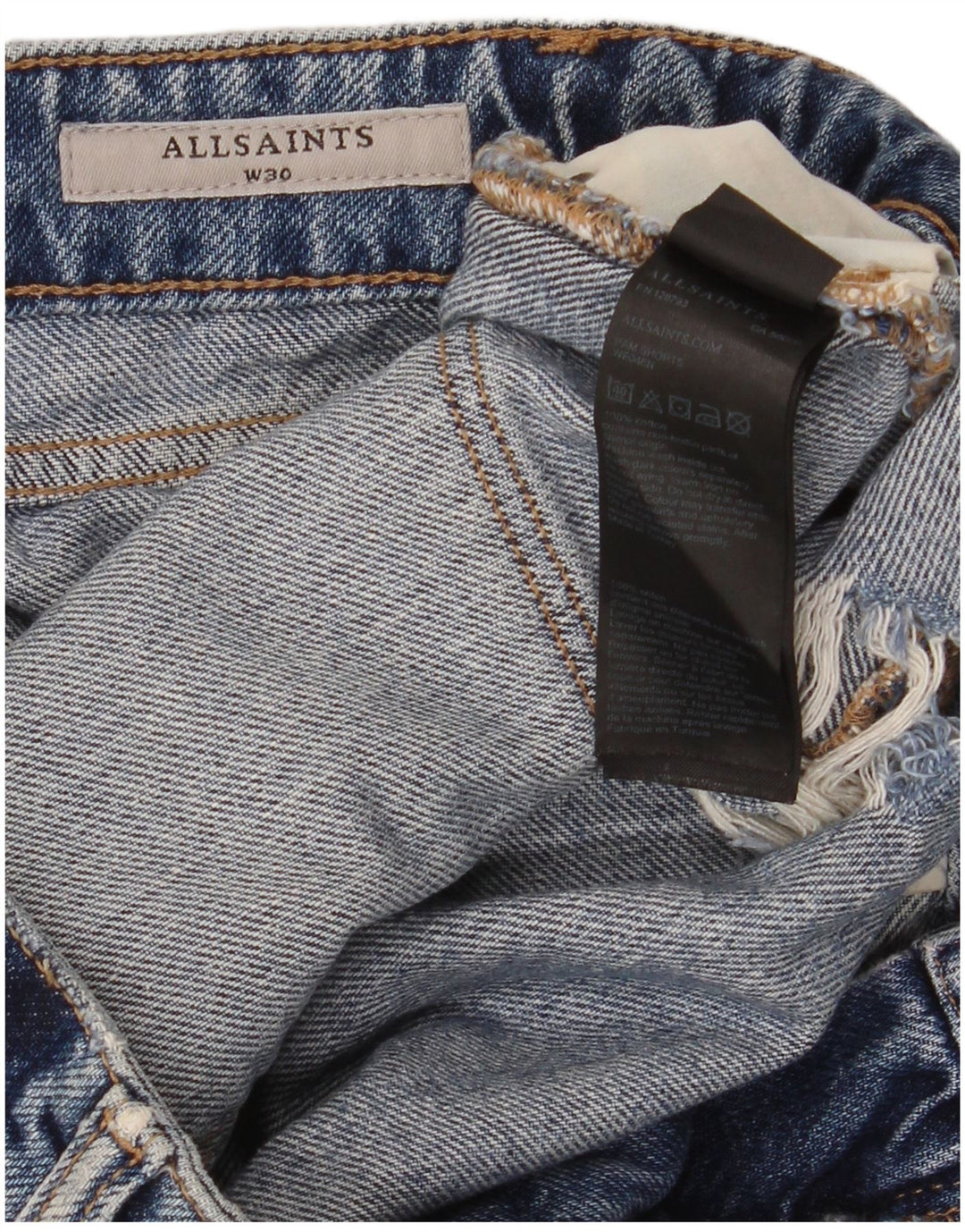 Женские джинсовые шорты All Saints W30, средний синий, хлопок