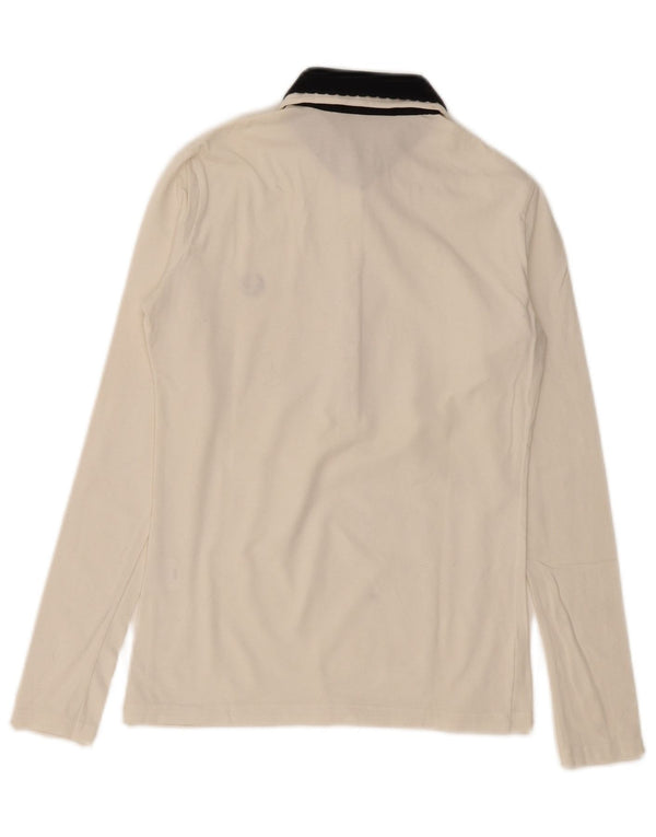 Женская рубашка поло с длинным рукавом Fred Perry UK 12, средний белый хлопок