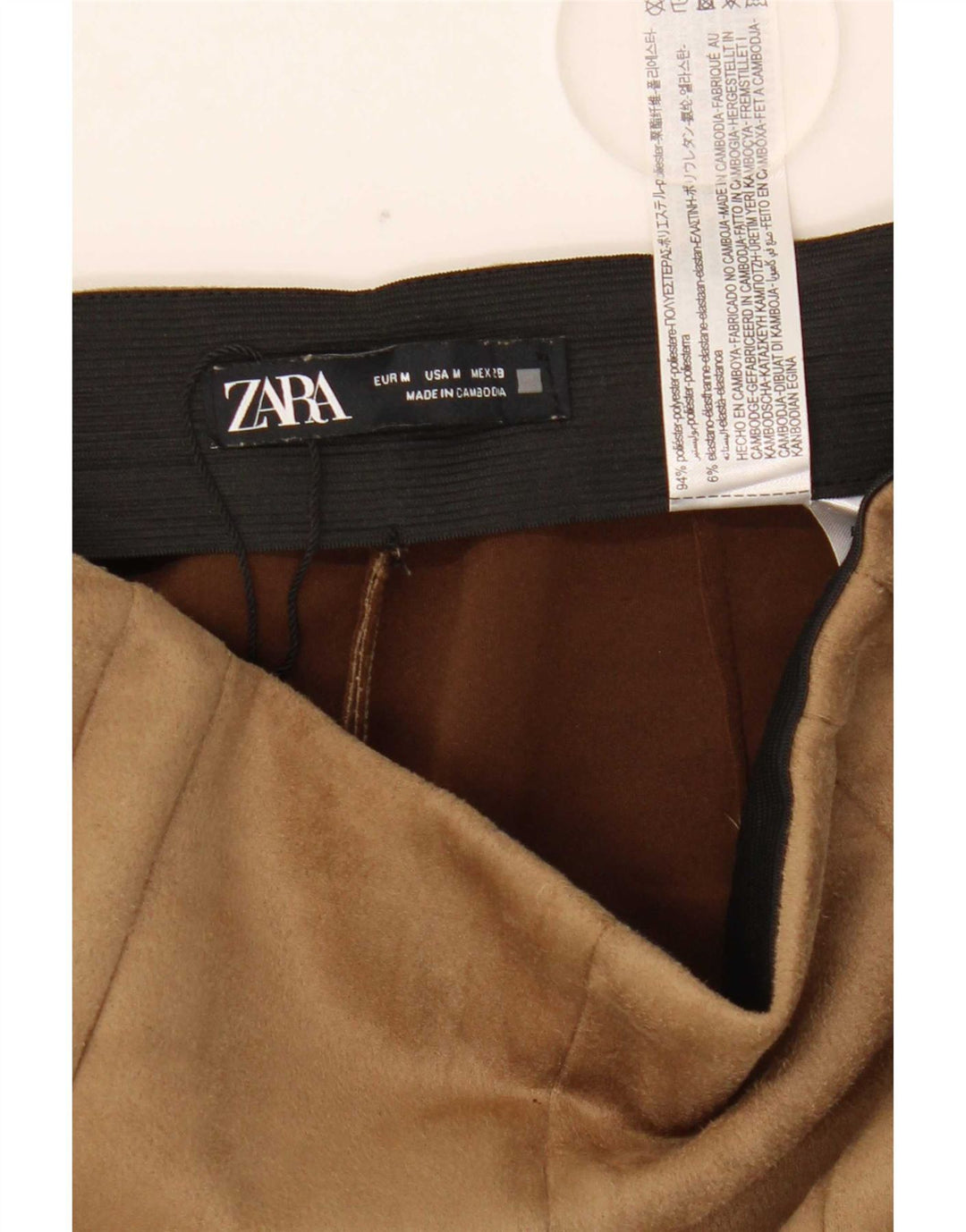 Zara Женские узкие брюки с высокой талией, средние W28 L27, коричневые, полиэстер