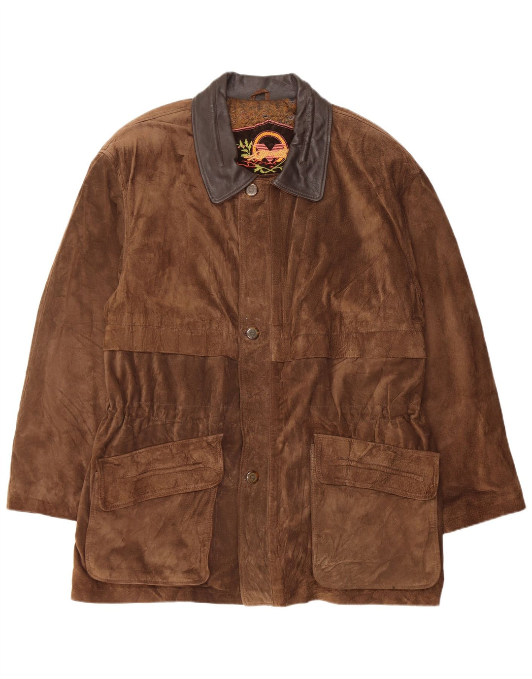 Винтажная мужская замшевая куртка IT 54 XL Коричневая кожаная