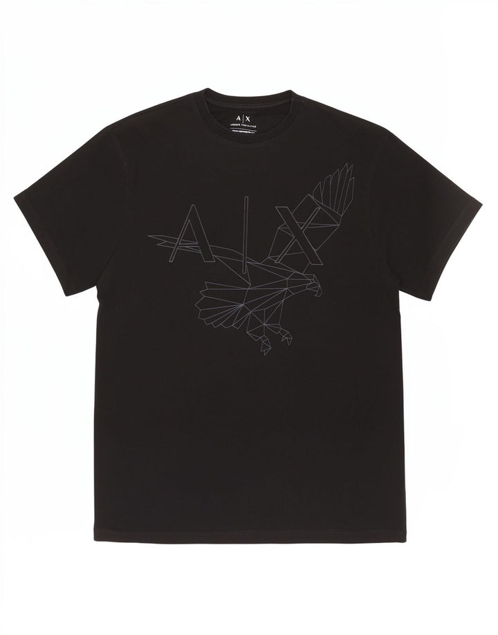 Мужская футболка Armani Exchange Regular с рисунком, маленький черный, с геометрическим рисунком