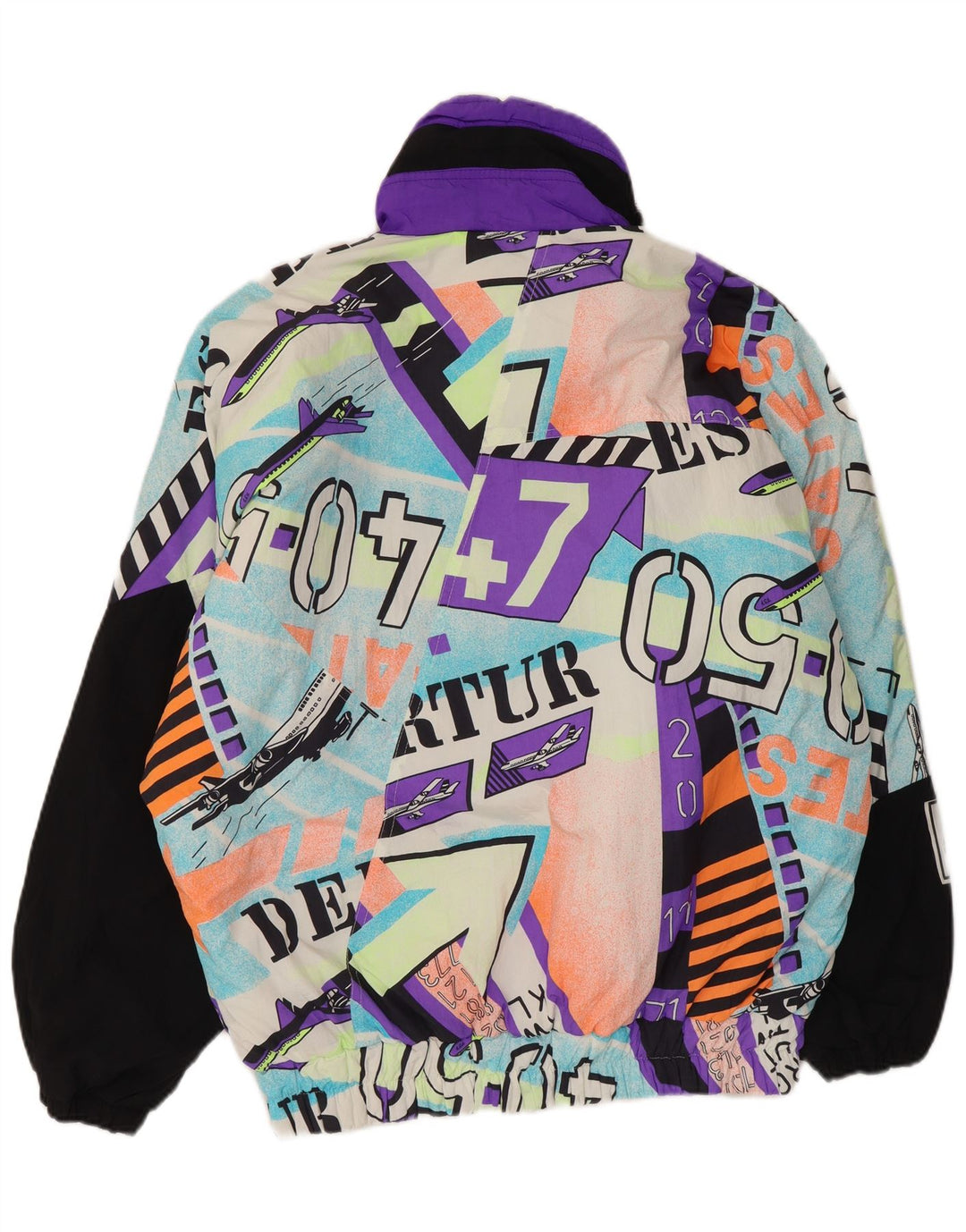 Винтажная мужская лыжная куртка с капюшоном с графическим рисунком UK 40, большая разноцветная полиамид