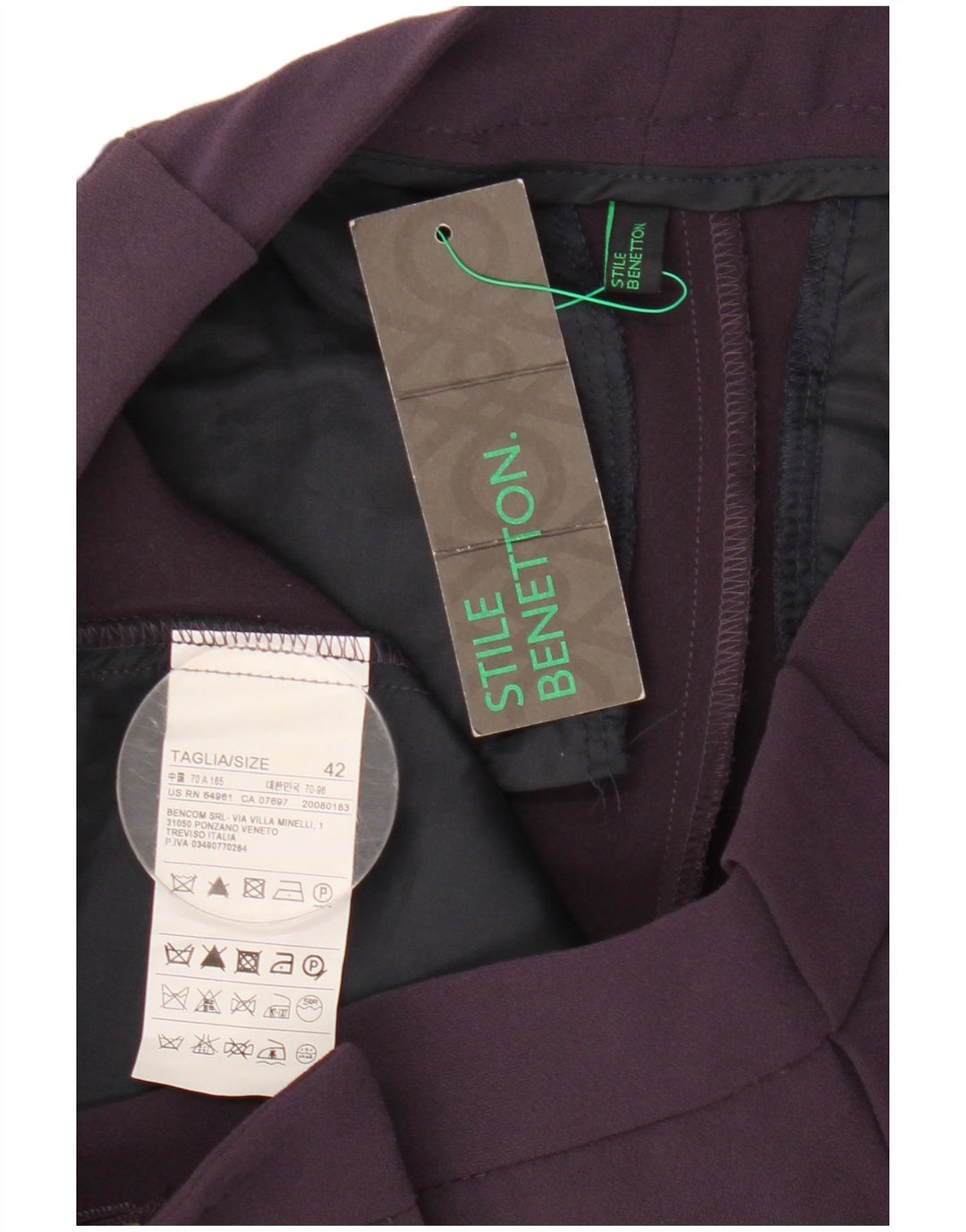 Женские брюки-чиносы Benetton IT 42 Medium W30 L28 Фиолетовый полиэстер