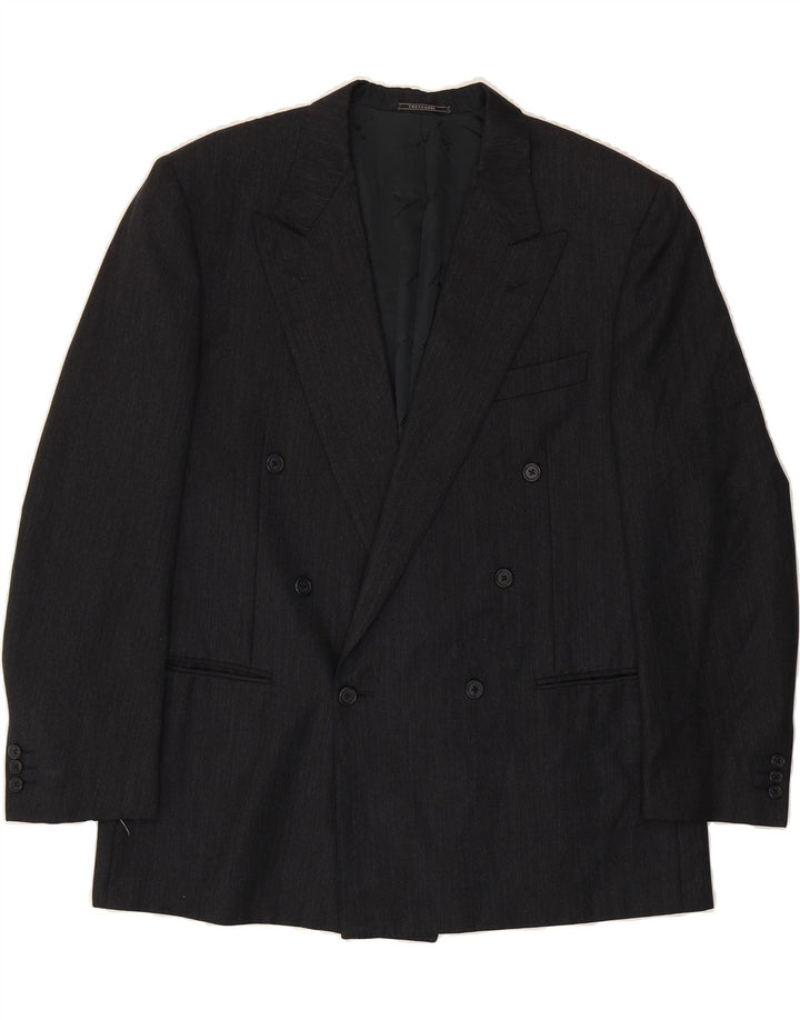 TRUSSARDI Mens Double Breasted Blazer Jacket UK 38 Medium Black Wool Vintage Trussardi and Second-Hand Trussardi from Messina Hembry 