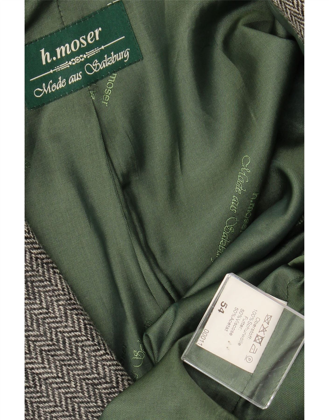 Мужской пиджак на 3 пуговицах H.MOSER, цвет ЕС 54, 2XL, серый, шерсть с рисунком «елочка»