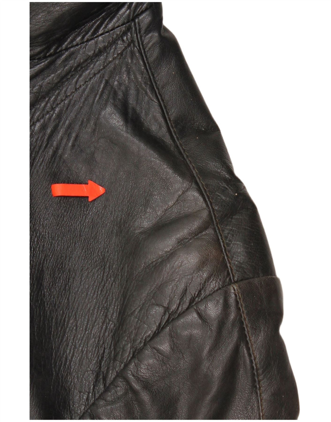 Винтажная женская кожаная куртка UK 16, большая черная кожаная