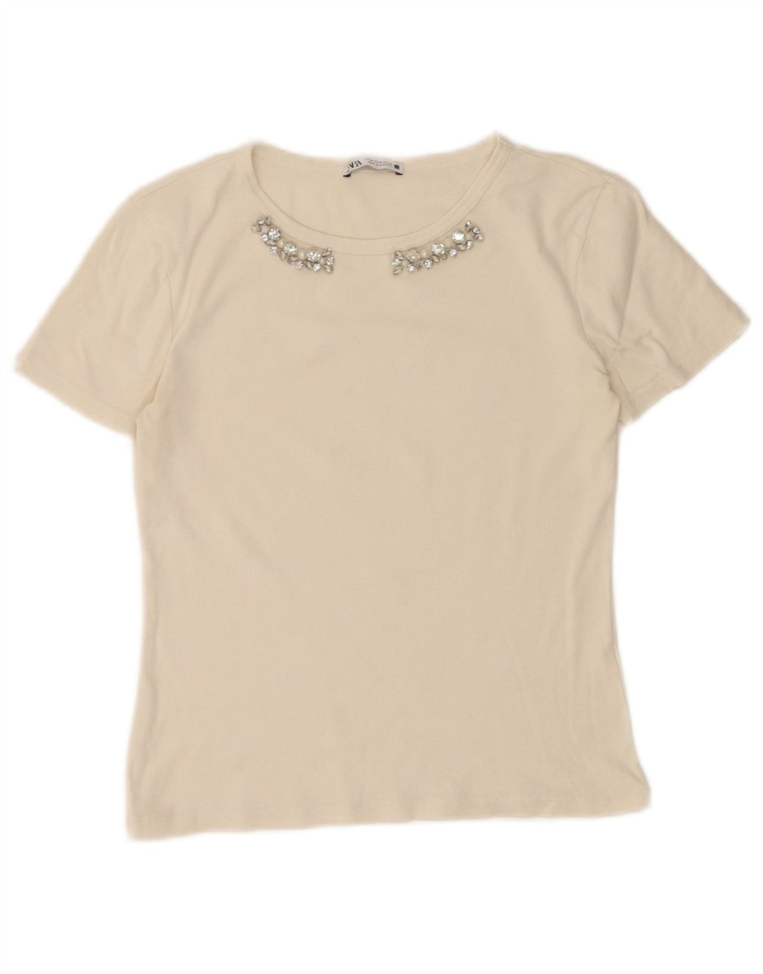 Женская футболка Zara Top UK 12 Medium White