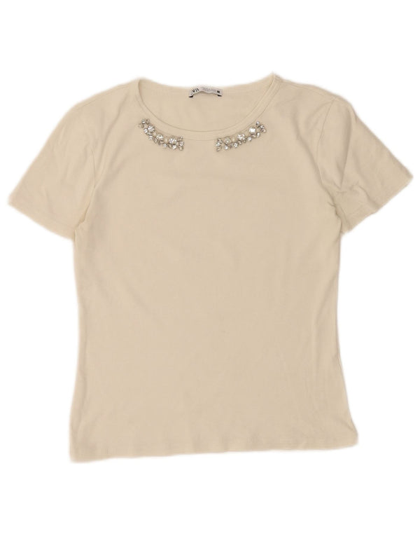 Женская футболка Zara Top UK 12 Medium White