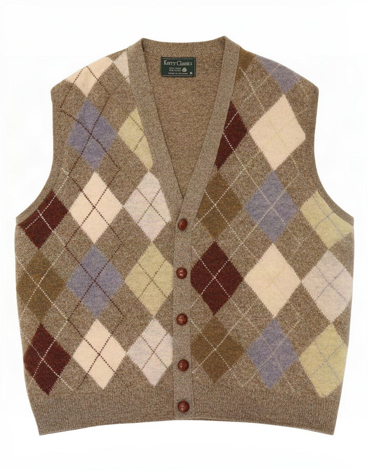 Мужской классический кардиган без рукавов Kerry XL Хаки Argyle/Diamond