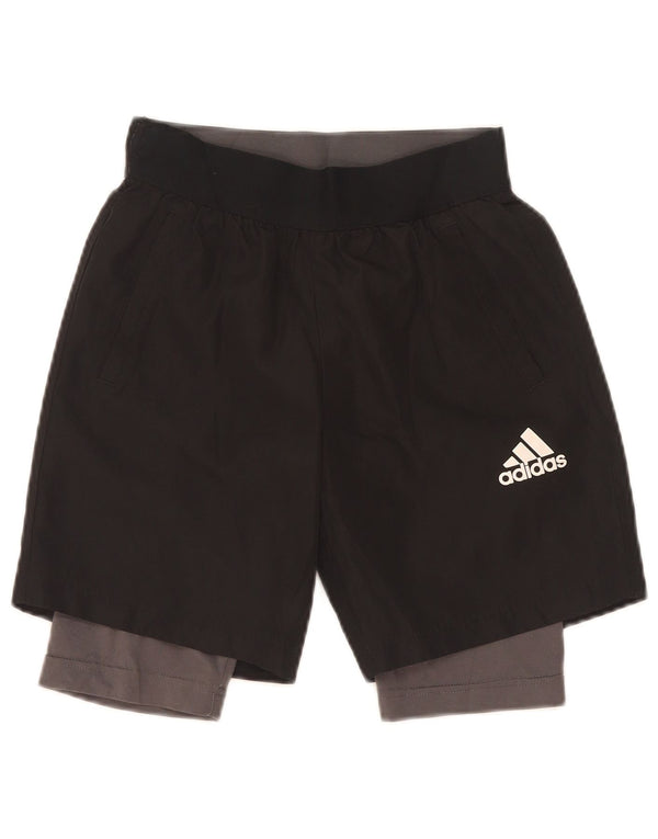 Спортивные шорты Adidas Climalite для мальчиков 9-10 лет, маленькие черные из полиэстера