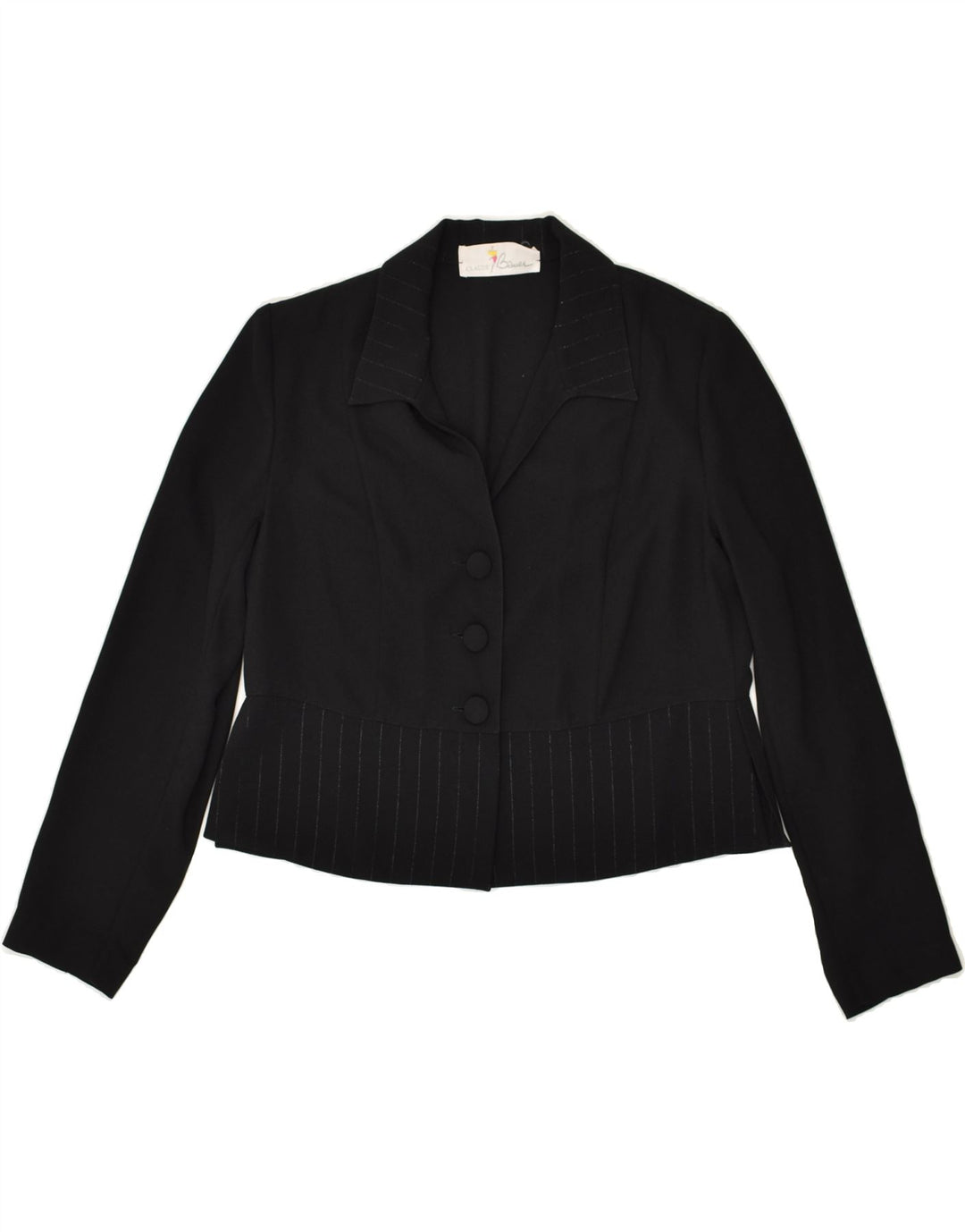 VINTAGE Womens 3 Button Blazer Jacket UK 12 Medium Black | Vintage Vintage | Thrift | Second-Hand Vintage | Used Clothing | Messina Hembry 
