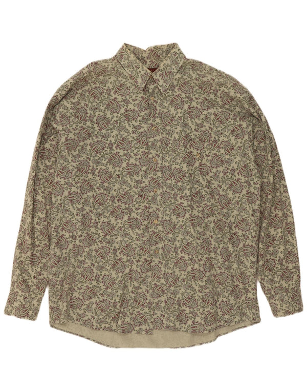 Vintage Mens Shirt XL Green Paisley Cotton