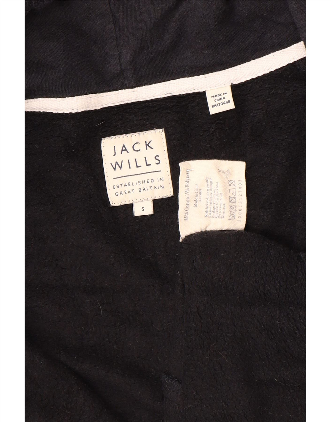 Мужской свитер с капюшоном на молнии Jack Wills, маленький черный, хлопковый
