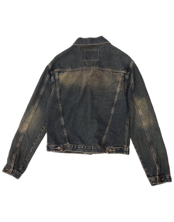 Винтажная женская джинсовая куртка UK 14, средний темно-синий хлопок, хлопок