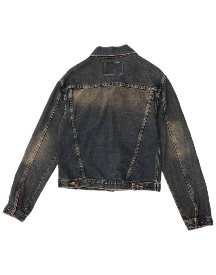 Винтажная женская джинсовая куртка UK 14, средний темно-синий хлопок, хлопок