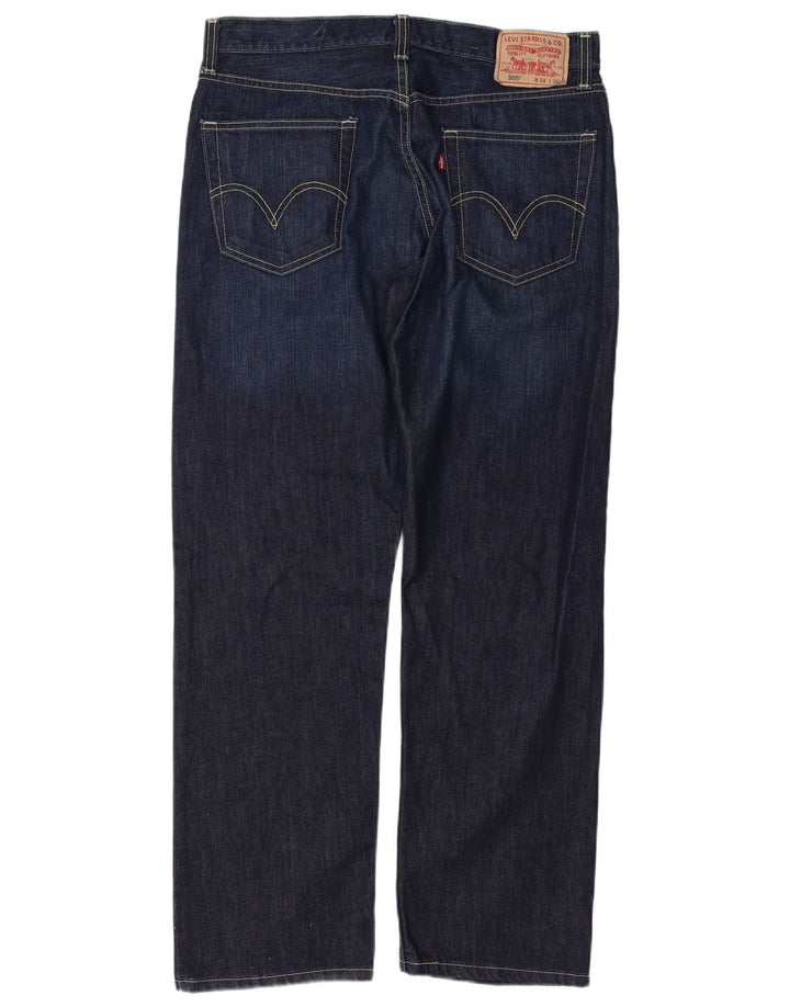 Мужские прямые джинсы Levi's 505 стандартного кроя W34 L30 темно-синие, хлопок