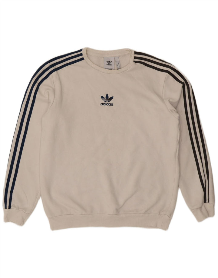 Мужской свитер Adidas, джемпер среднего размера, белый хлопок, хлопок