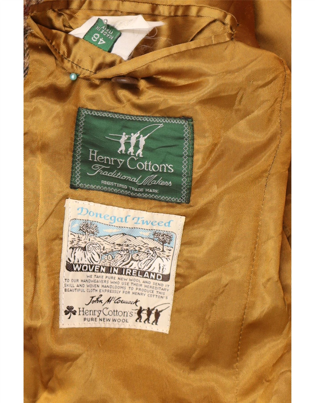 Мужской пиджак Генри Коттонс на 2 пуговицах IT 48 Средне-коричневый с узором «гусиные лапки»