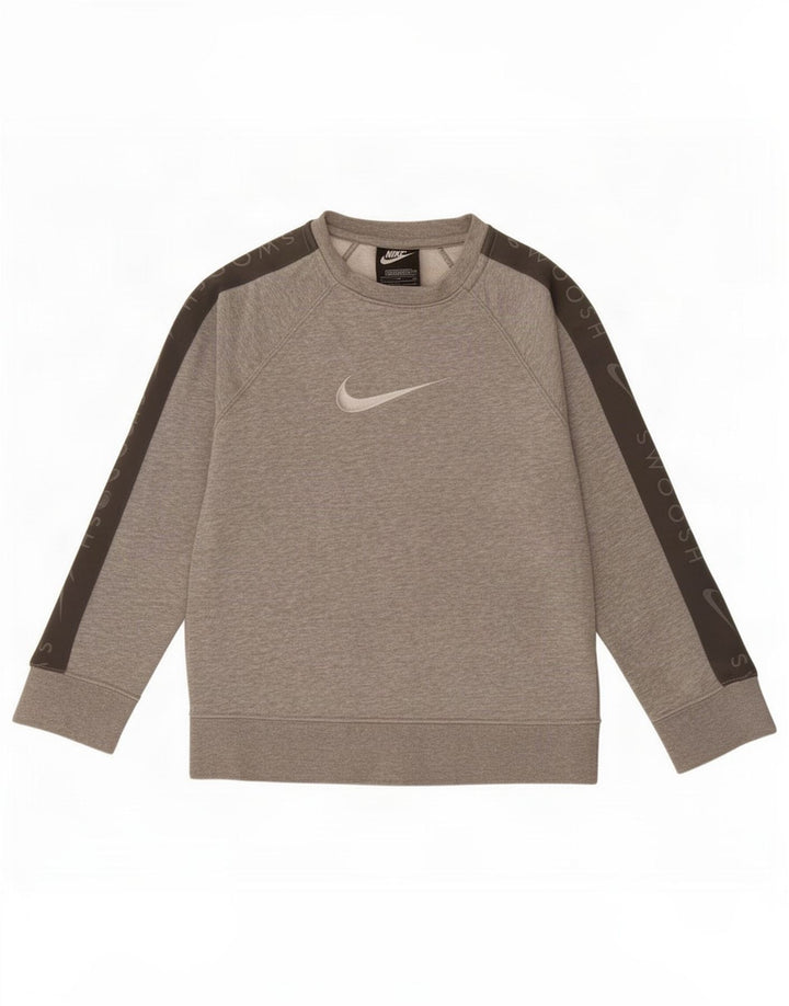 Джемпер с рисунком Nike для мальчиков, 8–9 лет, маленький серый, хлопковый