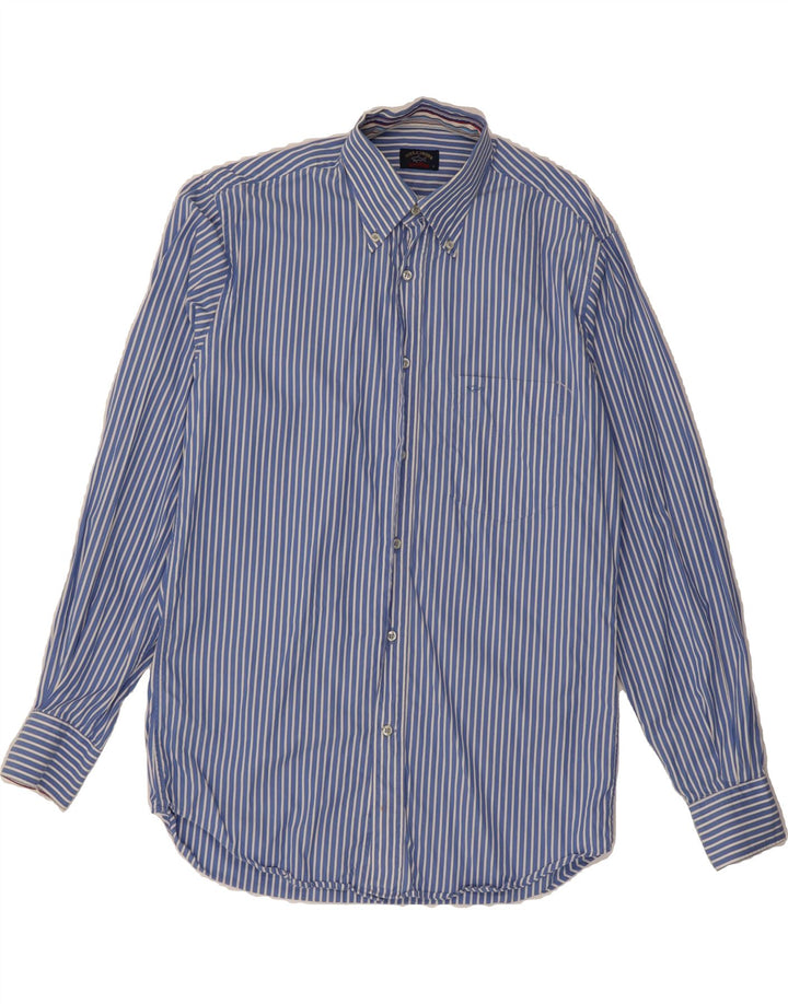 PAUL & SHARK Mens Shirt Medium Blue Pinstripe Cotton Vintage Paul & Shark and Second-Hand Paul & Shark from Messina Hembry 
