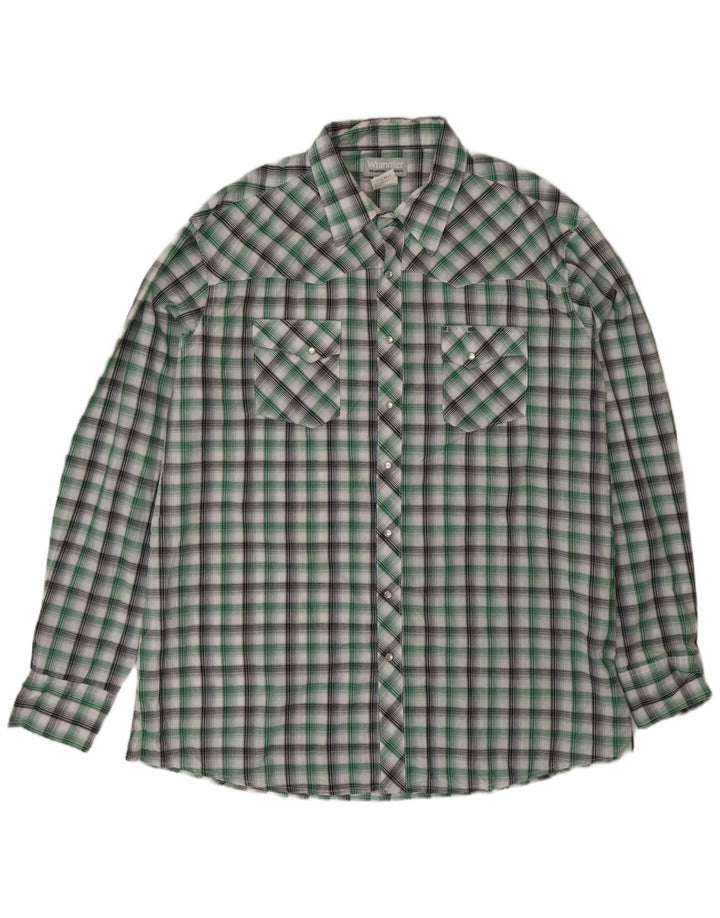 Мужская высокая рубашка Wrangler 2XL, зеленая клетка, хлопок