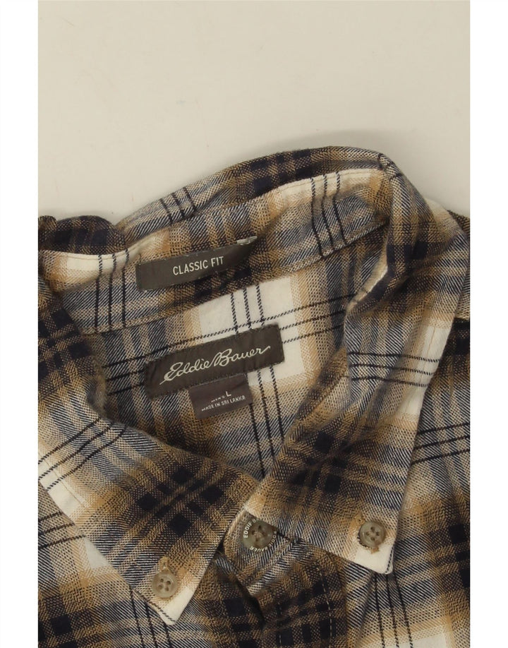 Мужская фланелевая рубашка классического кроя Eddie Bauer, большой размер, коричневая клетка, хлопок