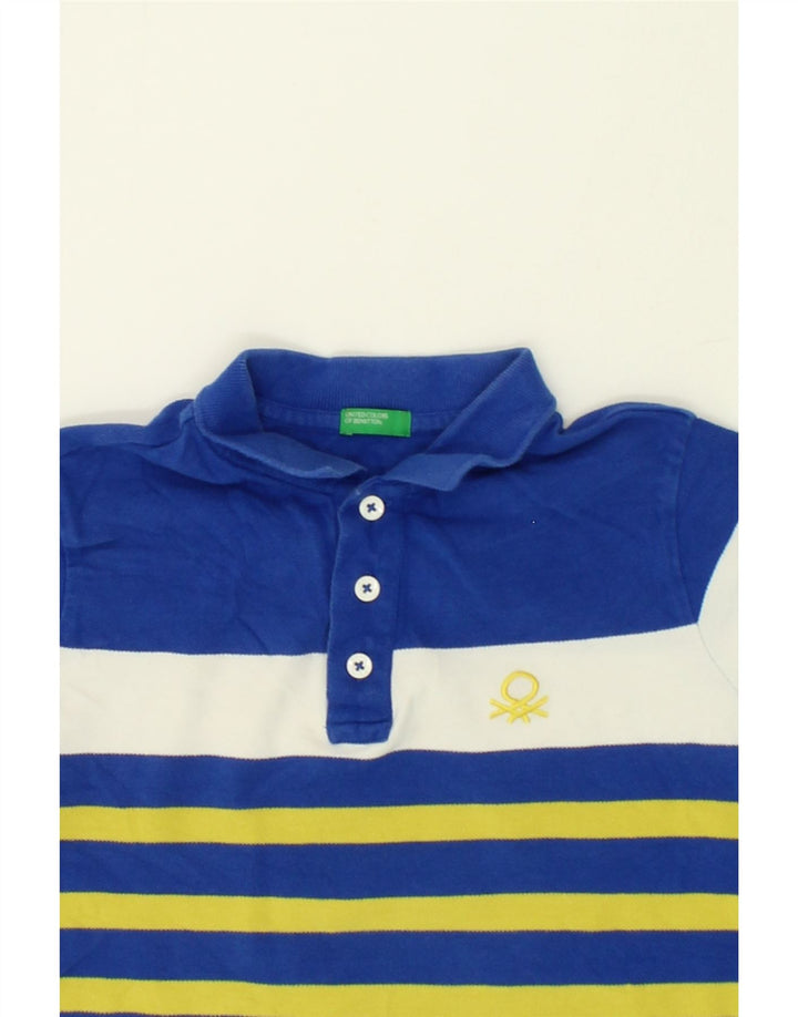 BENETTON Boys Polo Shirt 5-6 Years Blue Striped Vintage Benetton and Second-Hand Benetton from Messina Hembry 