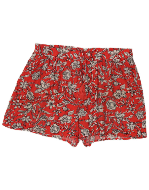 Женские шорты с высокой талией Marks & Spencer, Великобритания, 18 XL, W38, красный, вискоза с цветочным принтом