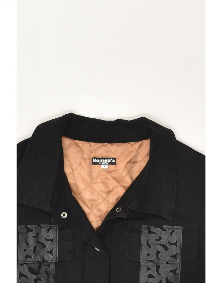 ROMAN'S Womens Crop Denim Jacket US 2 XS Black | Vintage Roman's | Thrift | Second-Hand Roman's | Used Clothing | Messina Hembry 