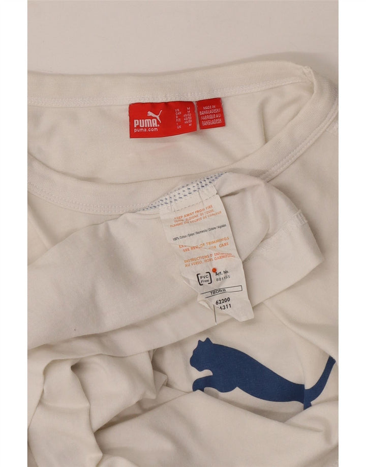 Мужской топ с рисунком PUMA, средний белый хлопок с длинным рукавом