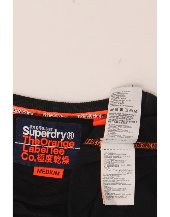 SUPERDRY Мужская футболка из хлопка среднего размера, черная
