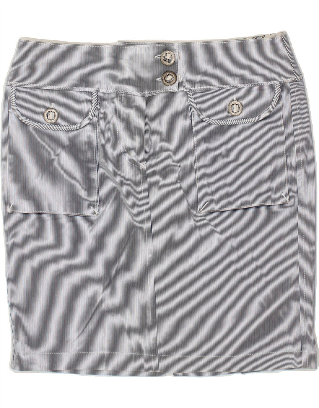 SLAM Womens Straight Skirt IT 42 Medium W32  Grey Pinstripe Cotton Vintage Slam and Second-Hand Slam from Messina Hembry 
