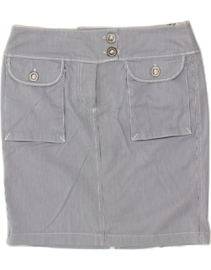 SLAM Womens Straight Skirt IT 42 Medium W32  Grey Pinstripe Cotton Vintage Slam and Second-Hand Slam from Messina Hembry 