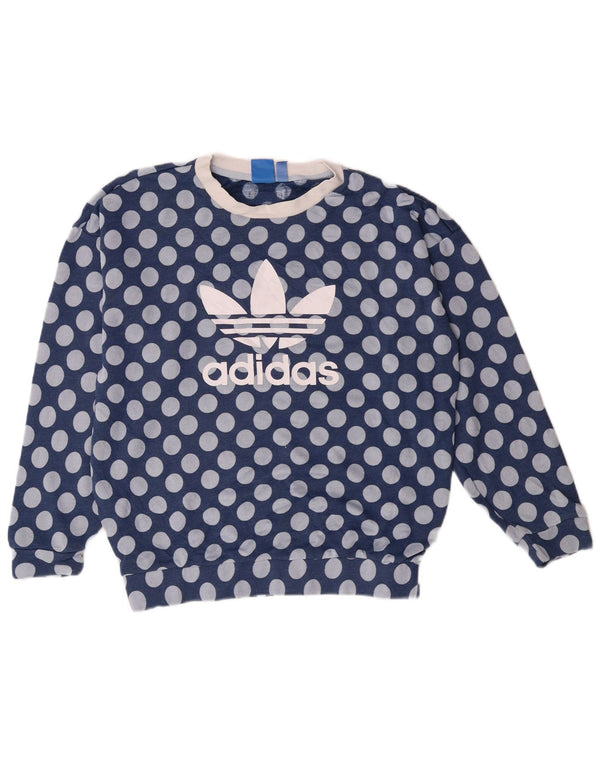 Adidas Womens Graphic Sweatshirt Jumper UK 10 Small Blue Polyester