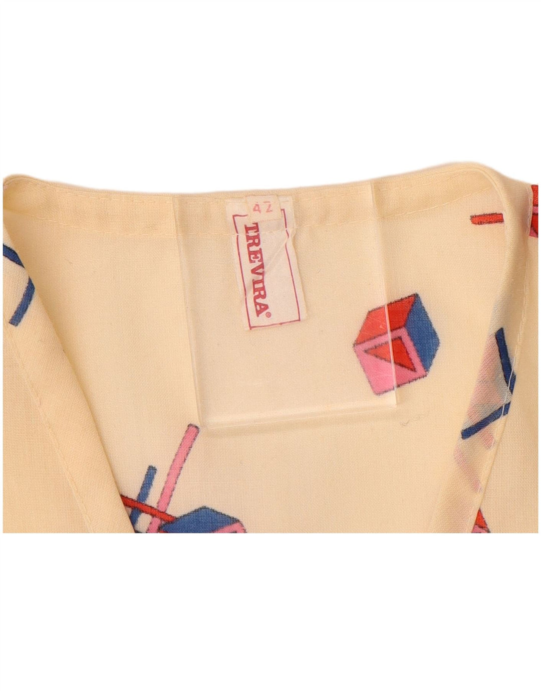 Женская укороченная блузка с длинным рукавом Trevira IT 42, средний бежевый с геометрическим рисунком
