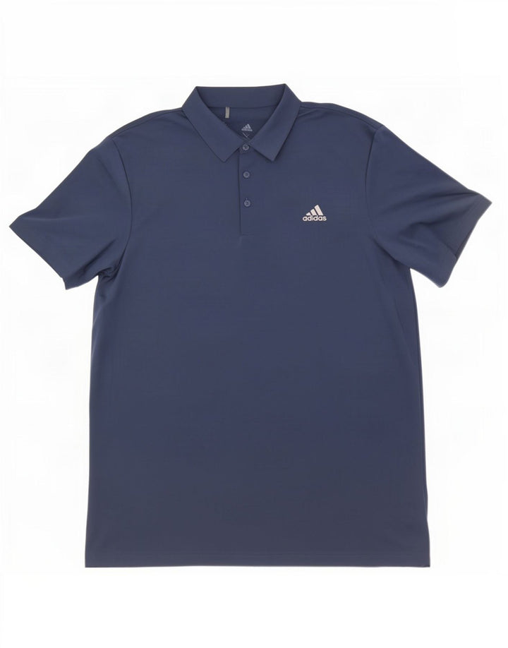 Мужская рубашка-поло Adidas XL темно-синяя из полиэстера