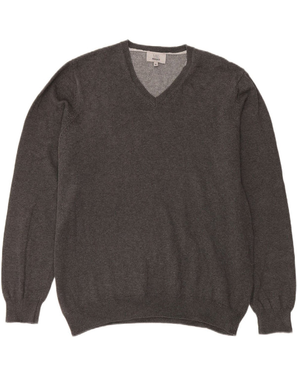 Мужской джемпер стандартного кроя с v-образным вырезом Marks & Spencer XL, серый хлопок