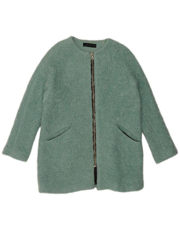 Женское пальто оверсайз Zara UK 14, хлопковый средний синий цвет