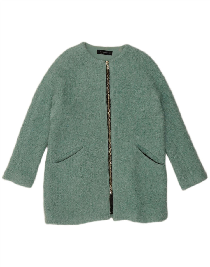 Женское пальто оверсайз Zara UK 14, хлопковый средний синий цвет