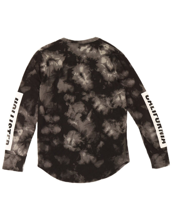 Мужской топ с рисунком Hollister, длинный рукав XS, черный, хлопковый, тай-дай