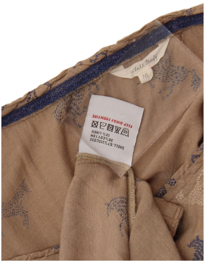 Женское платье трапециевидного силуэта с графическим рисунком WHITE STUFF UK 16, большое бежевое животное с принтом