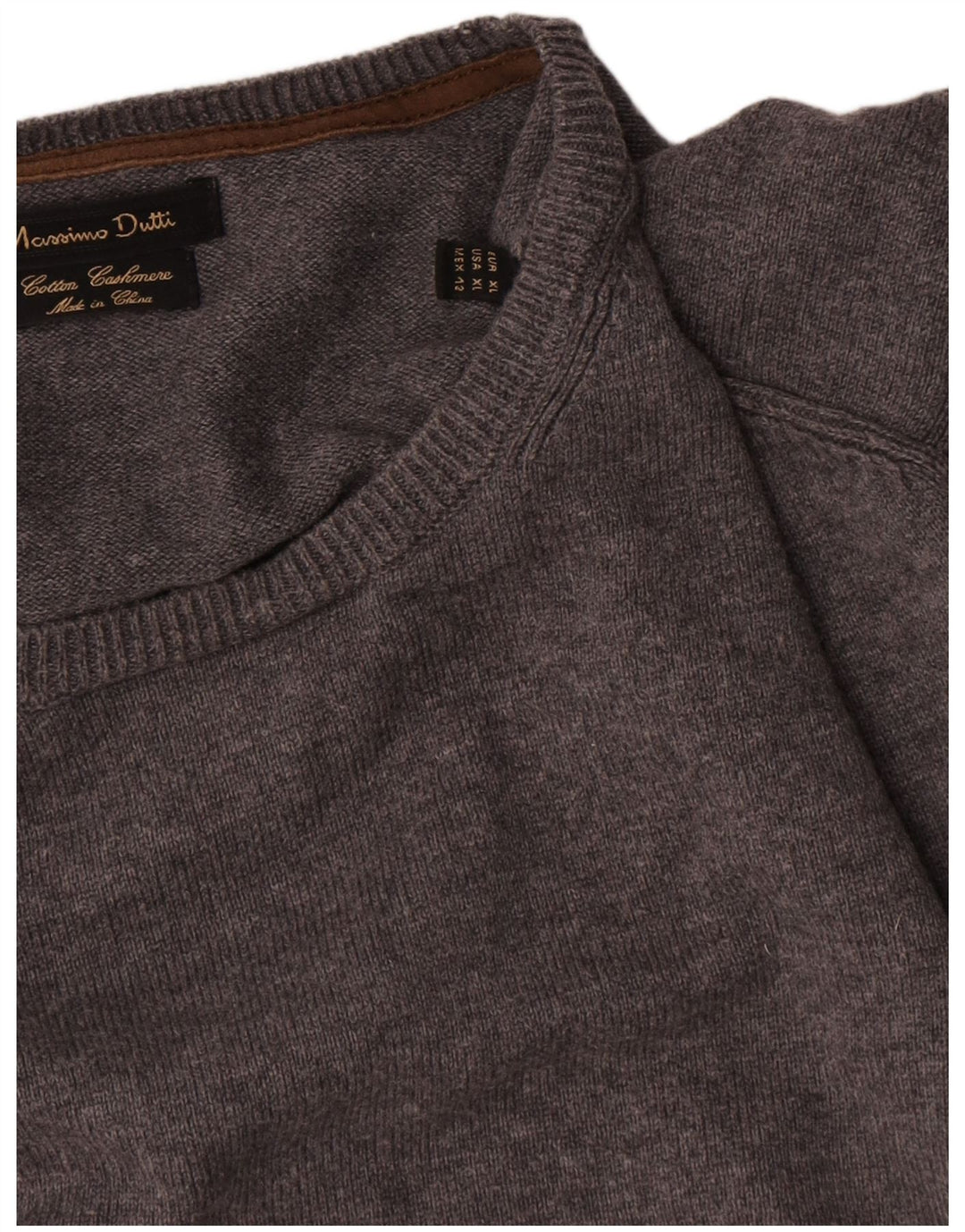 Мужской джемпер с круглым вырезом Massimo Dutti XL, серый хлопок